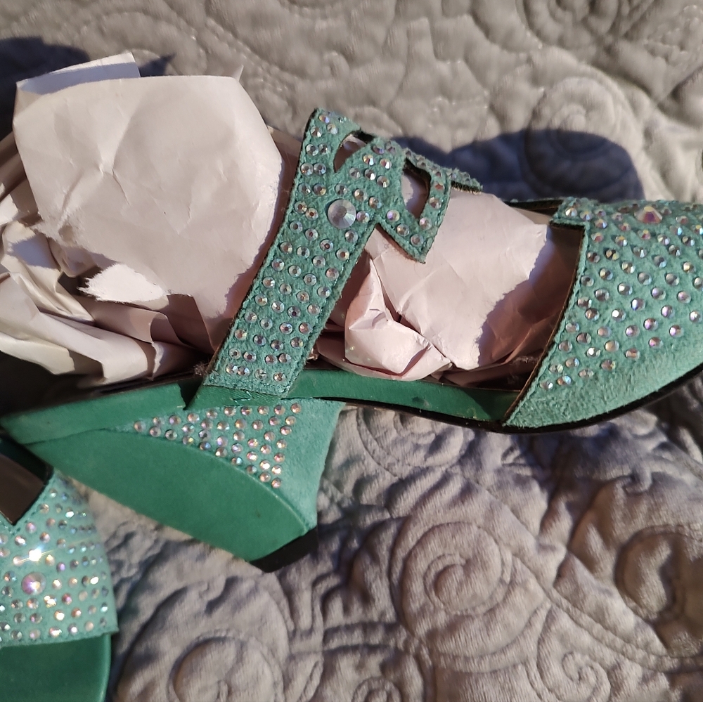 BNNU Italina Brand Mint Green Dressy Sandals - Picture 4 of 6